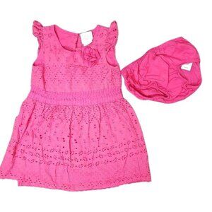 Jillians Closet hot pink Eyelet Dress & Matching Bloomers Size 18M 100% Cotton